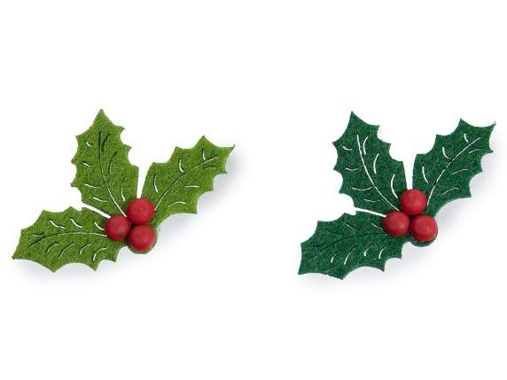 Display 36 holly decorations in cloth with double-sided tape