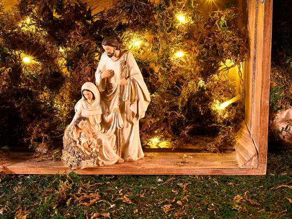 Nativity scene in colored resin with golden details