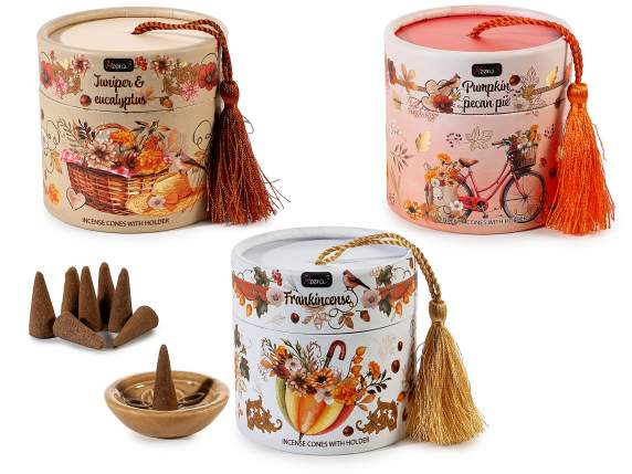 Pack of 30 incense cones with ceramic cone holder