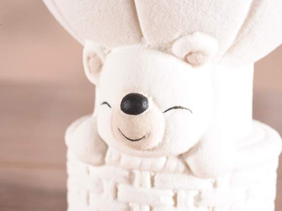 Porcelain teddy bear hot air balloon with lights, scented st