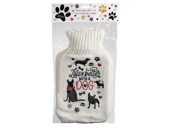 1.7 L hot water bottle covered in knitted fabric