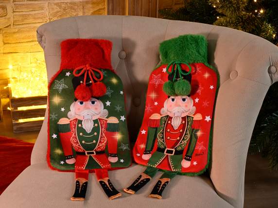 Hot water bottle 1.5 L eco-fur covering, pompom and legs