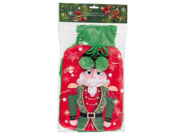 Hot water bottle 1.5 L eco-fur covering, pompom and legs