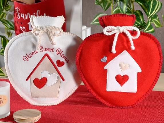 Hot water bottle 600 ml covered in fabric with embroidery