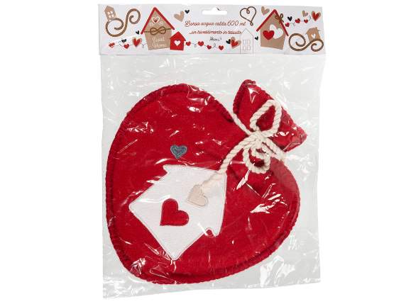 Hot water bottle 600 ml covered in fabric with embroidery