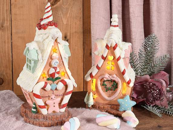 Resin Gingerbread House with LED Lights
