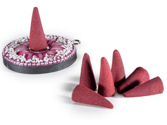 Pack of 30 incense cones with cone holder