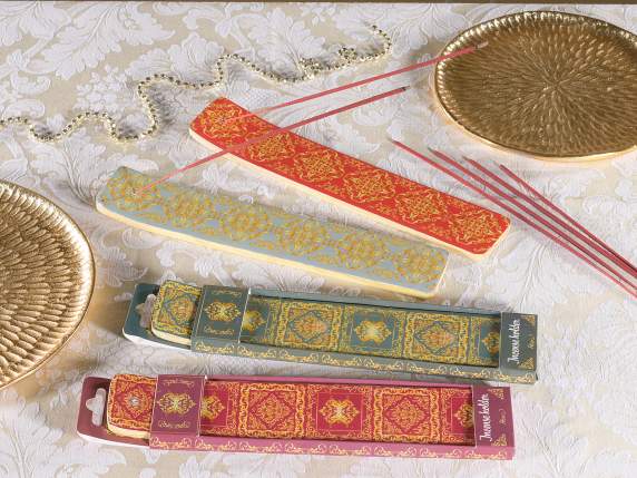 Decorated Mango Wood Boat Incense Holder