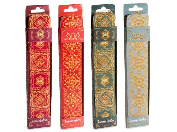 Decorated Mango Wood Boat Incense Holder