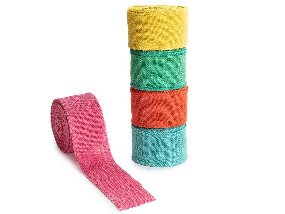 60mm colored bordered jute ribbon