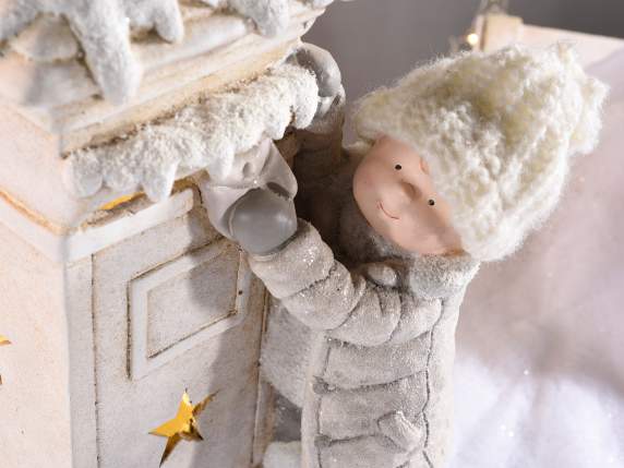 Ceramic kid  that is sending a letter to Santa w-LED light