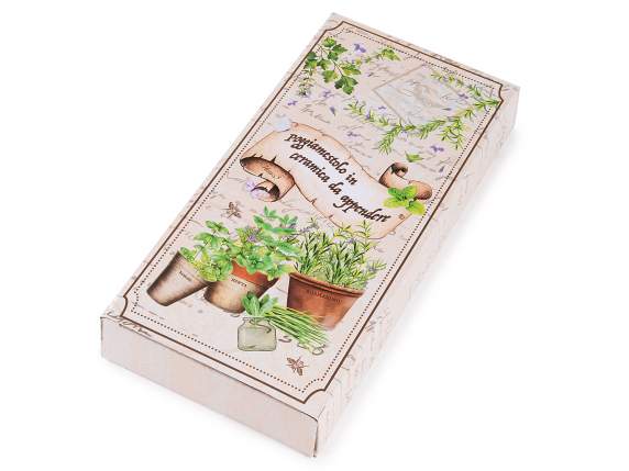 Herb-themed ceramic spoon rest with bow