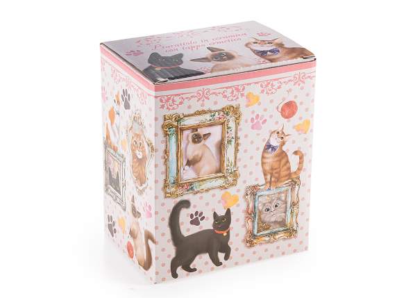 Ceramic food jar with cat decorations and airtight lid