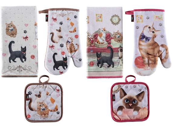 Microfiber dishcloth, potholder, and kitchen glove set