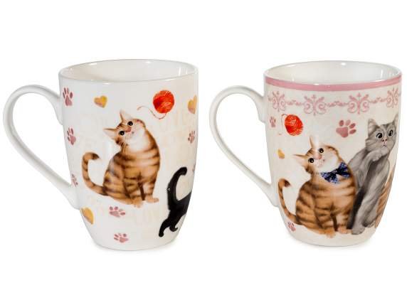 300ml porcelain mug with kitten decorations