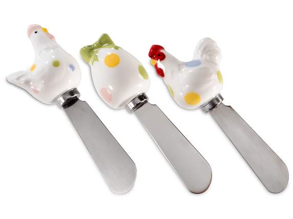 Steel knife with ceramic Easter decoration