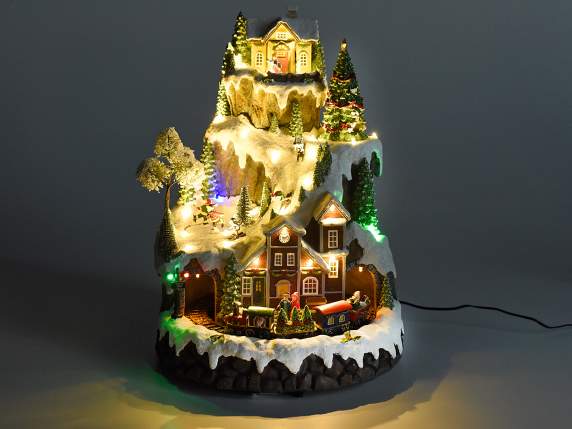 Christmas landscape movement carillon w-lights music