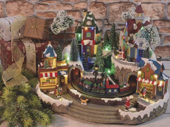 Christmas landscape movement carillon w-lights music