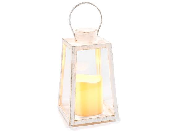Electronic candle lantern with moving LED flame
