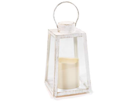 Electronic candle lantern with moving LED flame