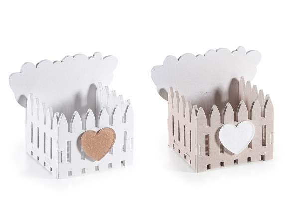 Wooden basket lavender decorations and two-tone fabric bag