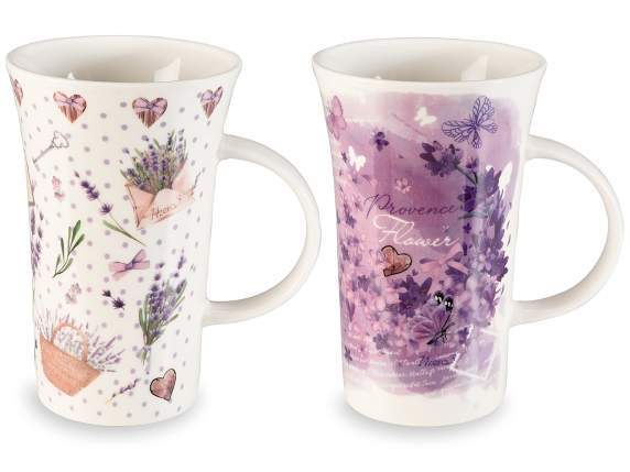 Porcelain mug with Lavender decoration