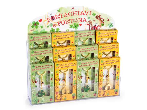 Metal keychain with lucky charm decoration