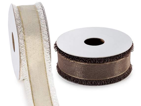 38mm fabric ribbon with central lurex band