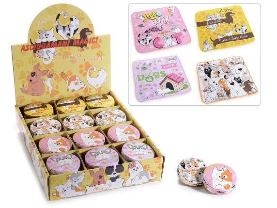 Mini magic cotton towel with cat print