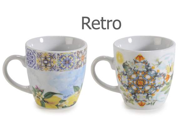 Set of 2 Mediterranean Citrus porcelain cups