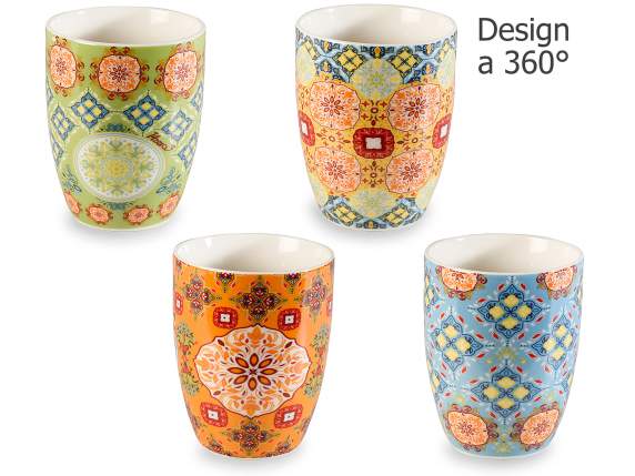 Porcelain mug Maiolica Geometric in pack. gift