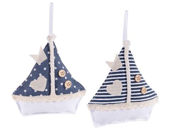 Sailboat bag with zip on the back and cord to hang