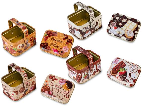 Printed food metal box with handle