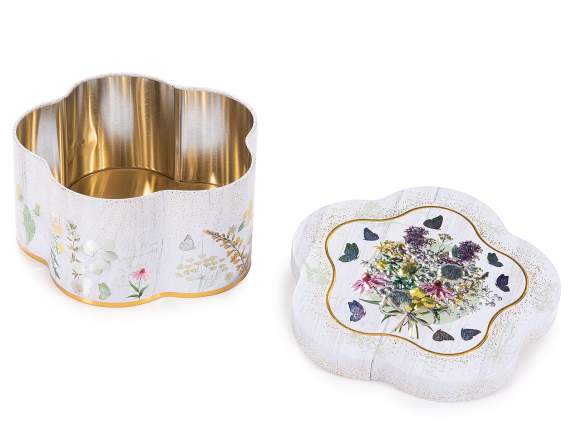 Flower shaped food metal box