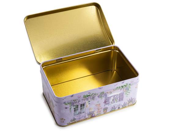 Set of 2 metal food boxes with lavender decorations