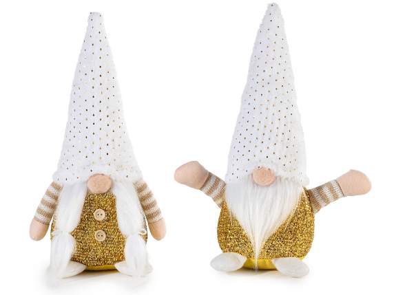 Santa and Mrs. Claus made of fabric with gold details