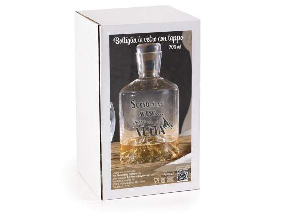 700ml glass food bottle with cap and writing