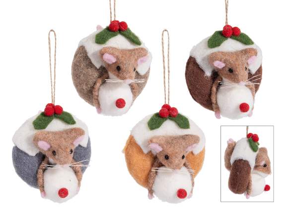 Felt Christmas Mickey Mouse with Hanging Donut