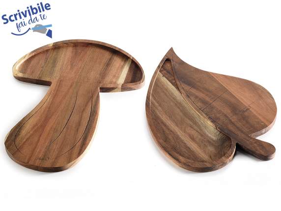 Mushroom and leaf acacia wood cutting board - tray