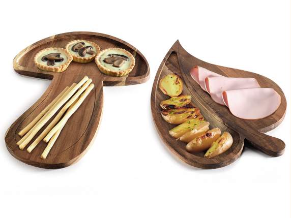 Mushroom and leaf acacia wood cutting board - tray
