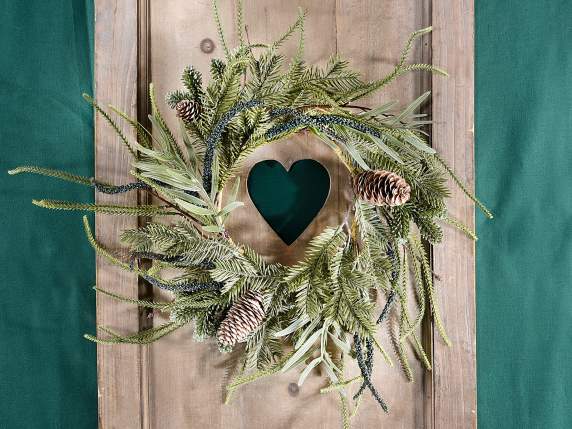 Artificial fir garland with pine cones