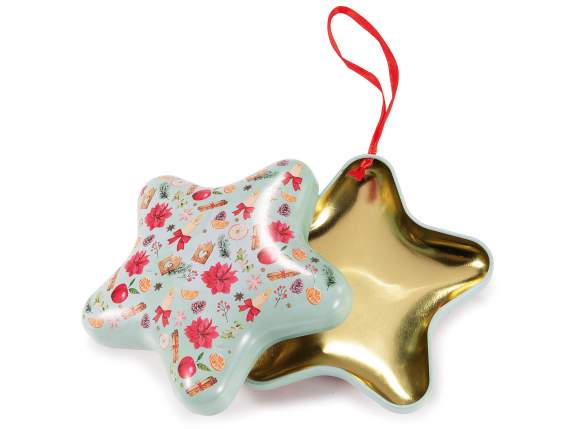 Star-shaped metal box with decorations, with Christmas pack