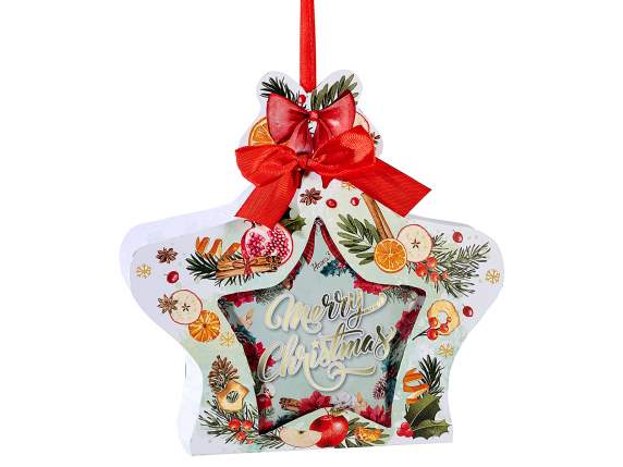 Star-shaped metal box with decorations, with Christmas pack