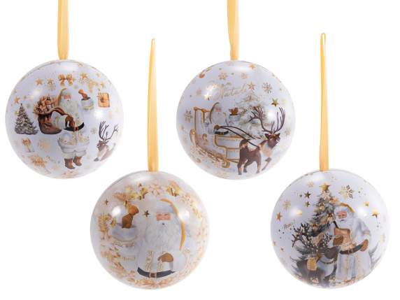 Openable metal food Christmas ball to hang