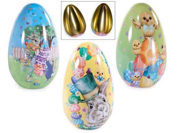 Openable metal Easter egg for food use