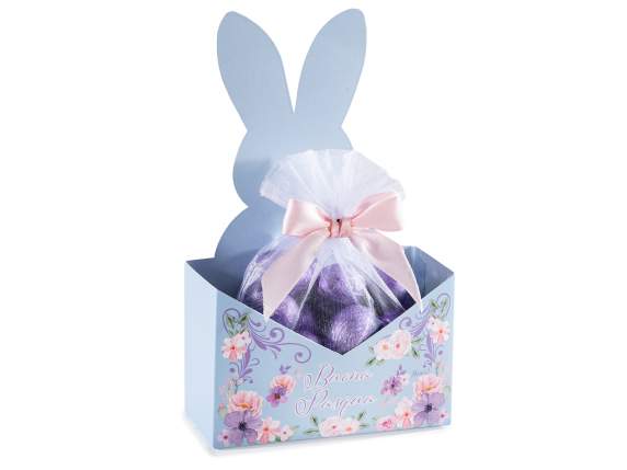 Rabbit-shaped paper container with print