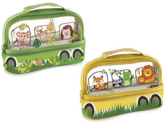 Pencil case - beauty case with 2 compartments with zip
