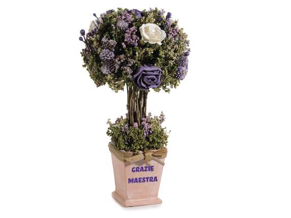 Potted tree with artificial flowers, thank you teacher