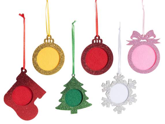 Glitter Christmas photo holder decoration to hang