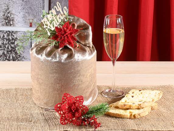 Felt Christmas Star Sprig with Berries and Pine